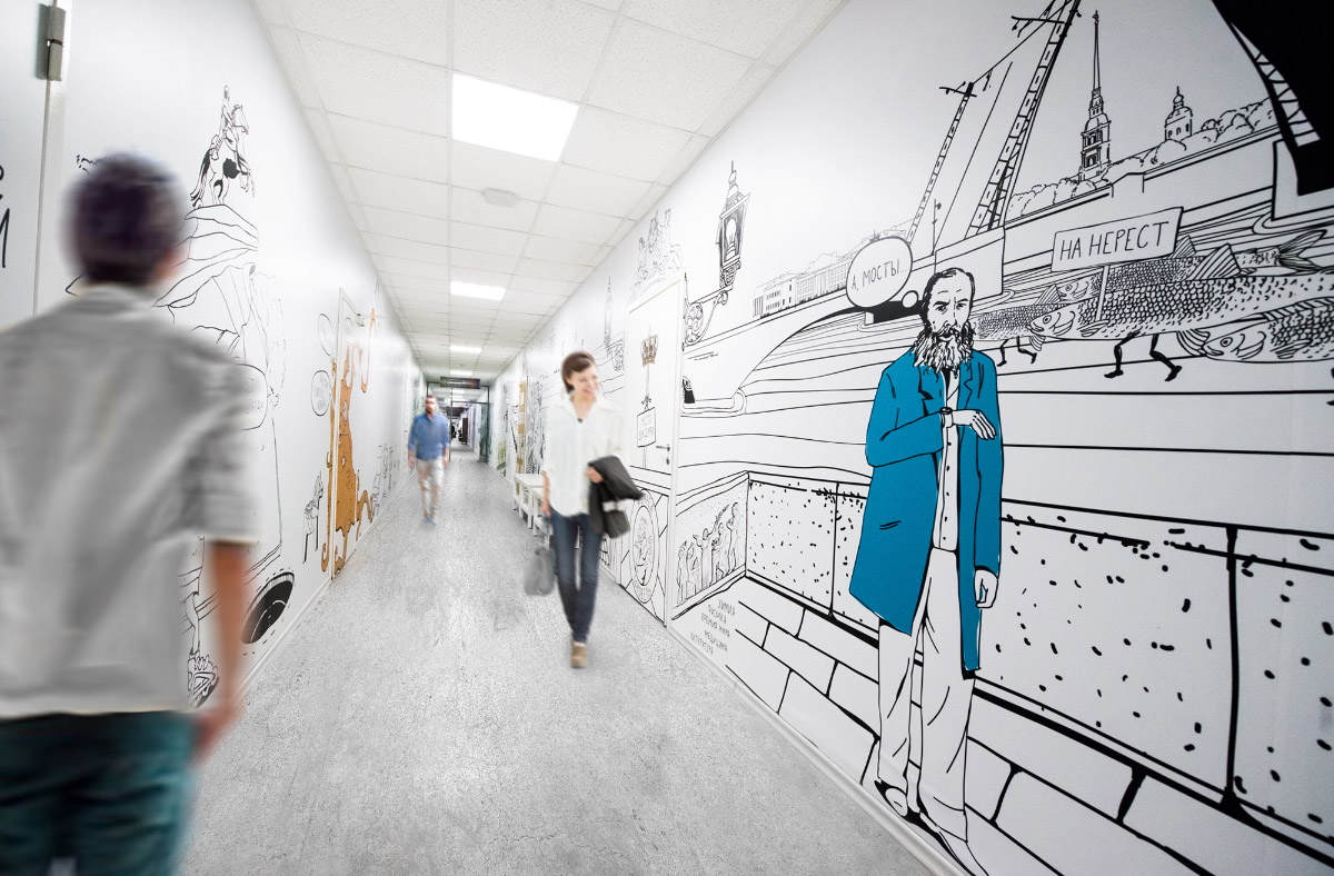 Оформление стен в коридоре офиса JetBrains - Фото 4