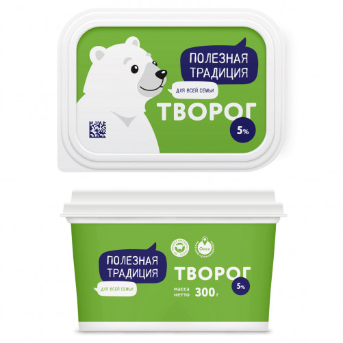 Дизайн упаковки молочной продукции ТМ «Полезная традиция»