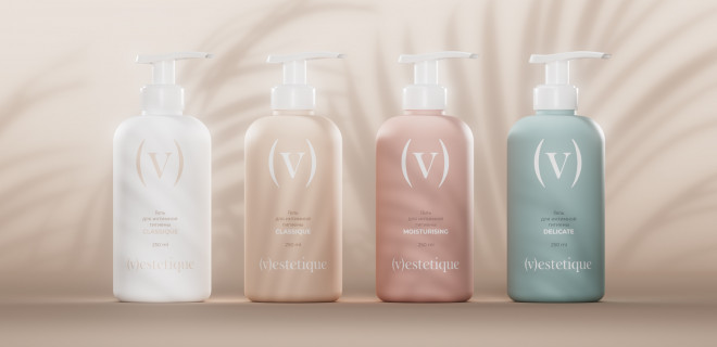 Love your (V). Логотип, фирменный стиль и дизайн упаковки для бьюти-бренда Vestetique