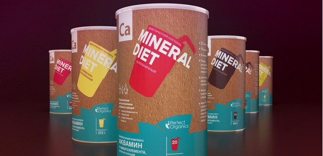 Дизайн упаковки диетических коктейлей Mineral Diet
