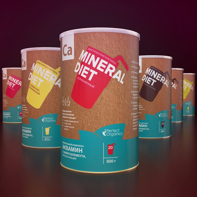 Дизайн упаковки диетических коктейлей Mineral Diet